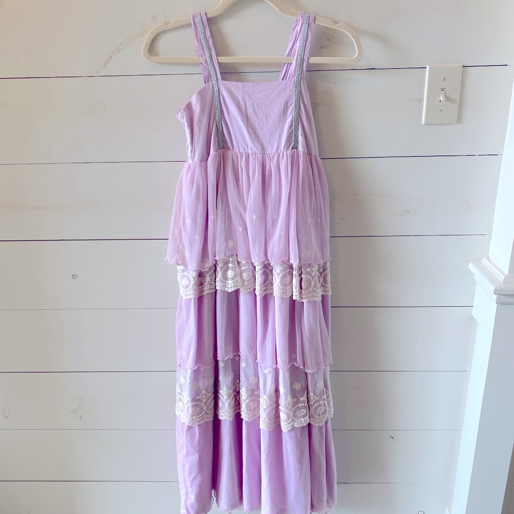 Girls long lace and lavender dress size 12
